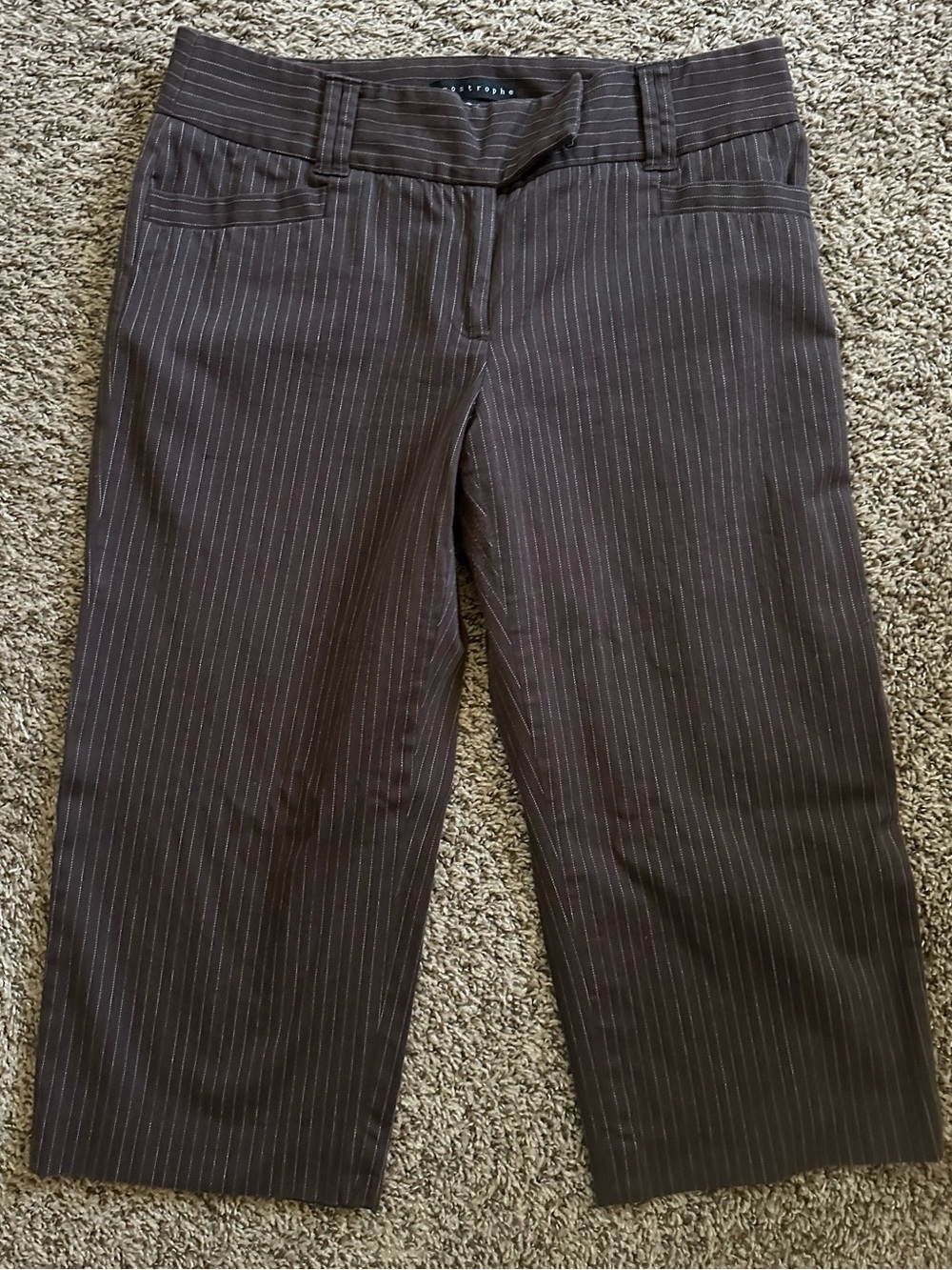 Womens Pinstripe Dress Capris - Brown